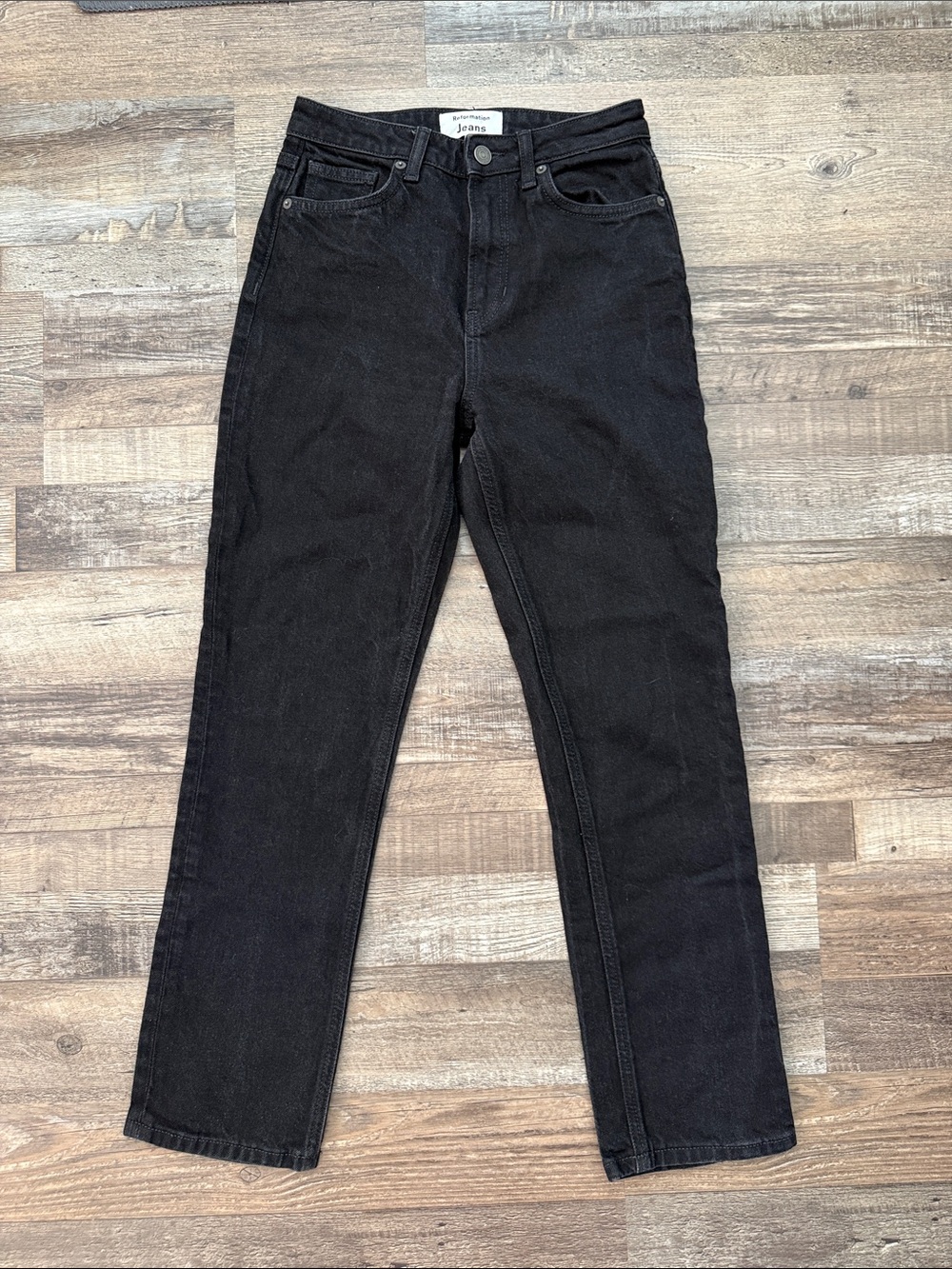 Reformation Black High-Rise Straight Jeans